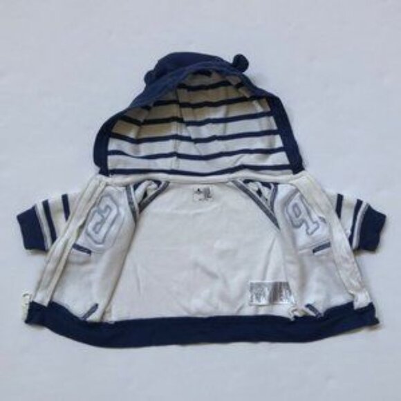 Baby Gap Blue and White Hoody With Bear Ears Size 0-3 Months - Picture 2 of 5